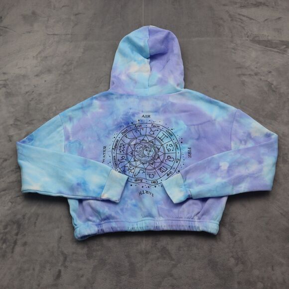 Faded Rose Sweatshirt Womens Multicolor Long Sleeve Tie Dye Drawstring Hoodie - Picture 12 of 16
